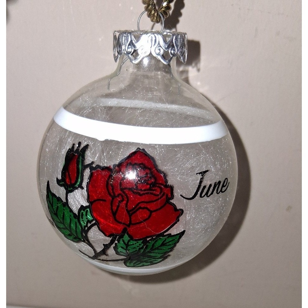 Vintage Bronner's Austria June Rose Glass Christmas Ornament 3.5"